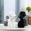 Creative Black and White Chessboard Plaid Gold Mouth Balloon Dog Ornament Home Living Room TV Cabinet Soft Decoration Crafts
