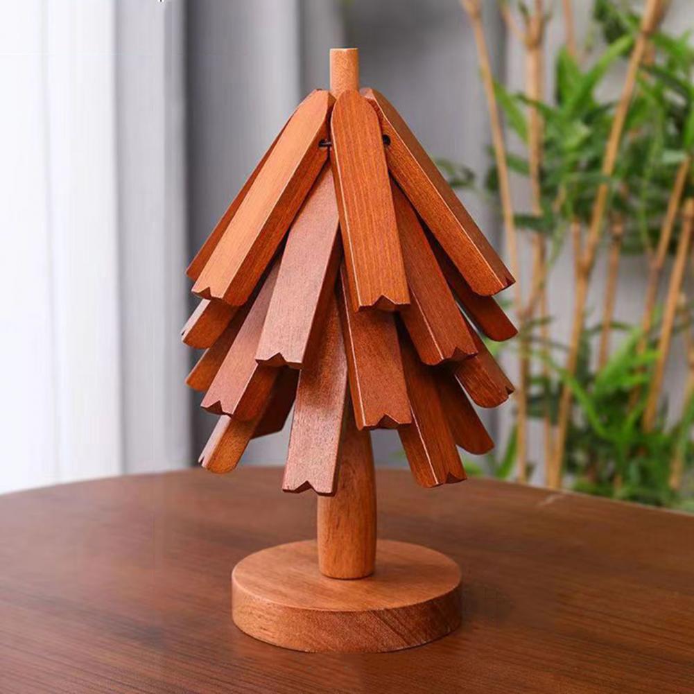 Tree Shape Trivet Set Wooden Coaster Trivet Set with Tree Shape Design Heat Resistant Placemats for Hot Dishes for Pot for Table