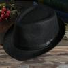 Men's Fashion Woven Straw Sunshade Hats Casual Buckle Beach Sun Wedding Black with Belt Head Accessories Gifts Decor