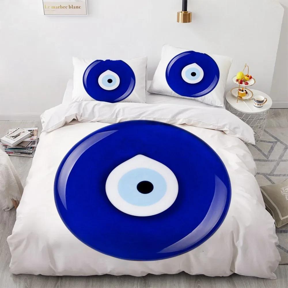 3D Blue Evil Eye Пододеяльник King Queen Size Psychedelic Magic Drawing Eyes Комплект постельного белья для детей, подростков, взрослых, полиэстеровый пододеяльник