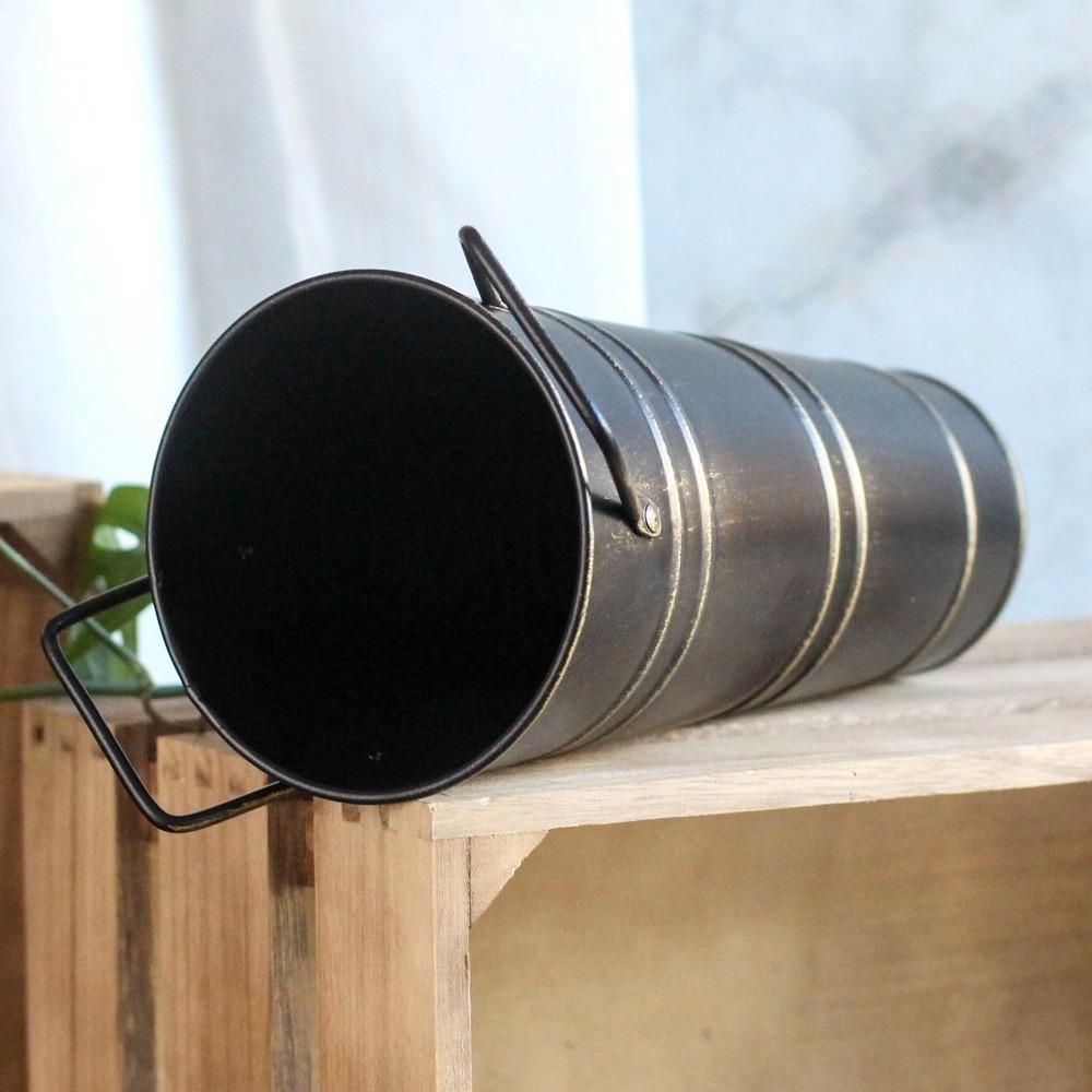 Durable Retro Tin Barrel Creative Wrought Vase DIY Craft Tin Flower Bucket  Farmhouse Table