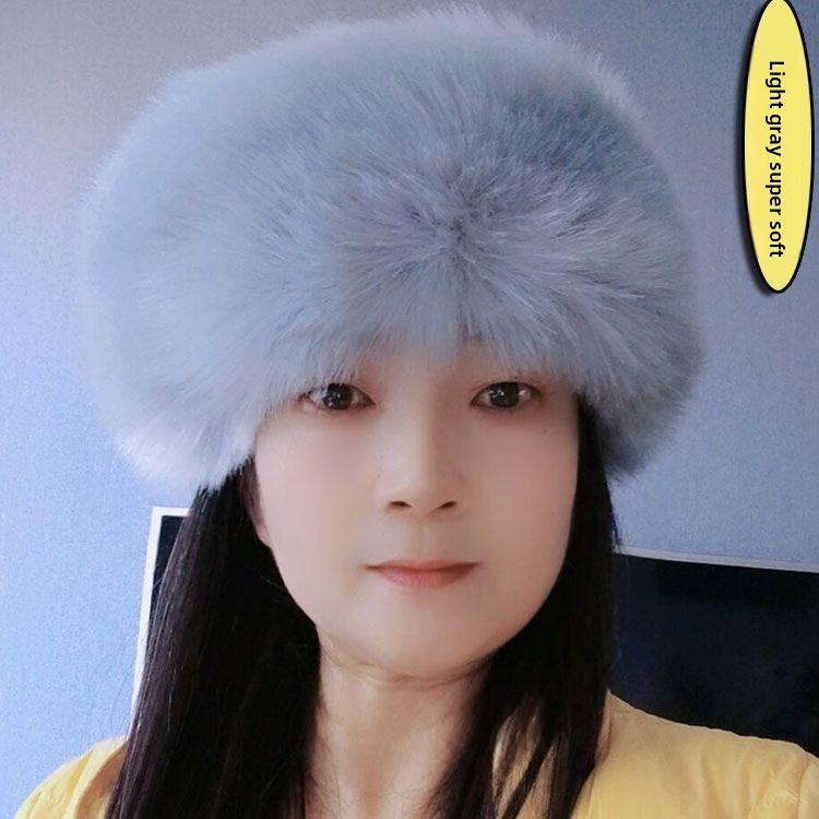 Новая шляпа с большим обхватом головы, шляпа с открытым верхом из искусственного лисьего меха, теплая осенью и зимой, пушистая шляпа-кольцо без верха, модная девушка