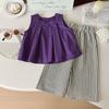 Girls Summer Cute Fresh Temperament Set Sleeveless Top + Striped Pants Two Piece Set