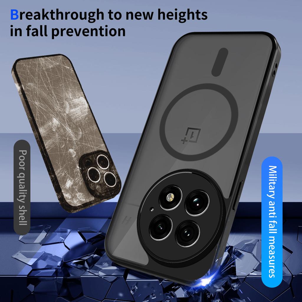 Матовый прозрачный магнитный чехол для телефона Magsafe черный для OnePlus 13 13R 13T 13S Ace 5 Pro Nord CE 5 беспроводная зарядка жесткий чехол