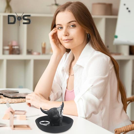 Держатель для кольца коровы Хайленд, мини-блюдо для кольца коровы Хайленд, пластиковая статуэтка крупного рогатого скота, подставка для ювелирных изделий на годовщину свадьбы, помолвку, подарок