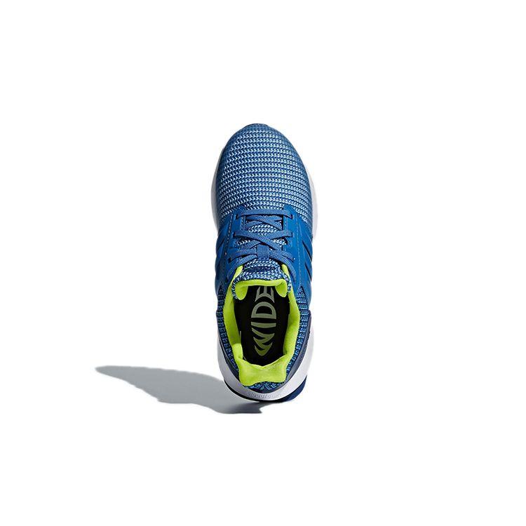 Adidas Беговые кроссовки Run K с нескользящей подошвой, дышащие, средней высоты, для детей, детские беговые кроссовки, синие CQ0153