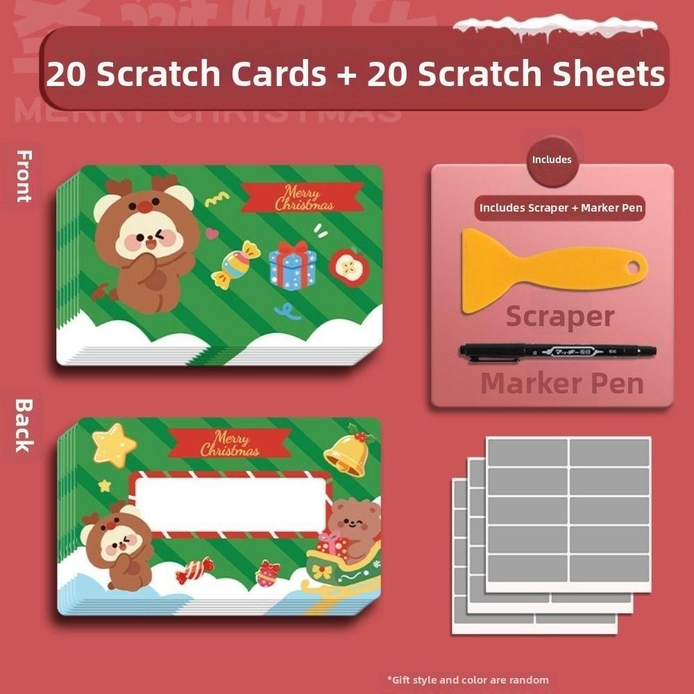Write‑In Christmas Scratch Off Cards Cartoon Surprise Raffle Cards Holiday Surprises