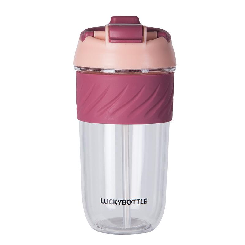 Tritan Plastic Kawaii Coffee Cup With Lids Straw Cute Water Bottles Girls Travel Portable Leakproof Tumblers 400ML 450ML