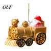 Christmas Tree Hanging Props Golden Motorcycle/Train Santa Claus Pendant with Lanyard, Novelty Xmas Ornament Set Ornaments, Lightweight Holiday