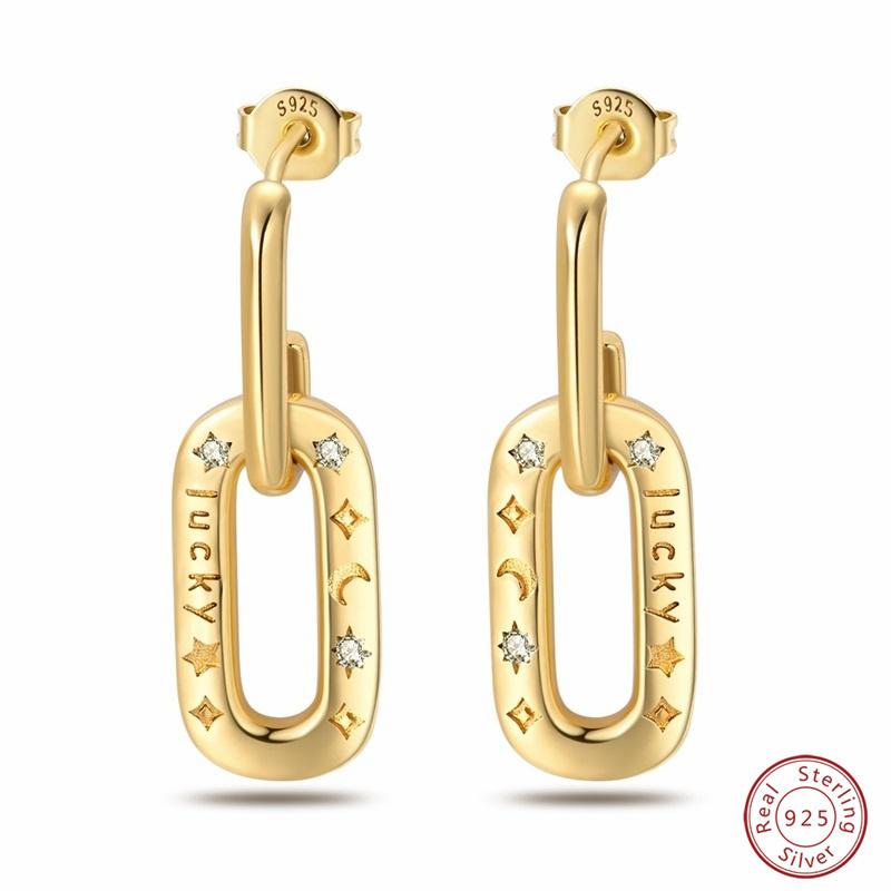 New in 925 Silver Color Gold Pearl Bee Irregularity Star Moon Earrings For Women Trending Fashion Jewelry Birthday Gifts