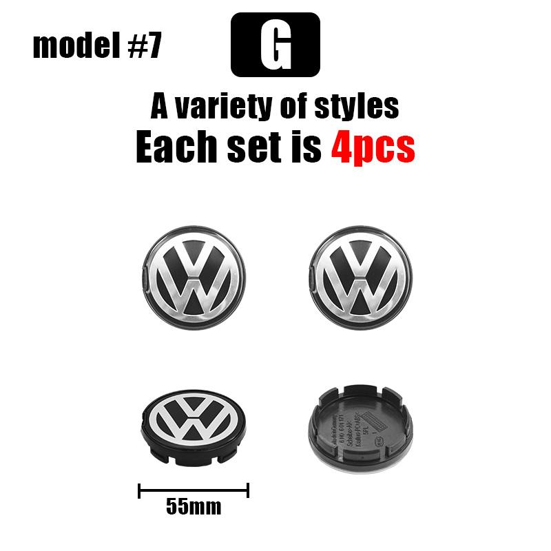 For VOLKSWAGEN 4pcs 55mm 65mm Car Wheel Center Caps Hubcap Cover Accessories For Volkswagen PASSAT Sagitar BORA JETTA GOLF POLO