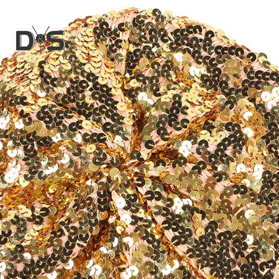 Sequin Beret for Women Sparkling Stage Effect No Brim Flat Top Solid Color Parties Performances Headwear Lady Cap
