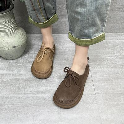 Повседневная обувь Женские туфли на низком каблуке с круглым носком