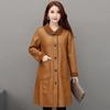 Winter Women's Leather Fashion Fur Coat Lamb Fur Coat Plus Velvet Thickening Medium Long Large Size Leather Coat