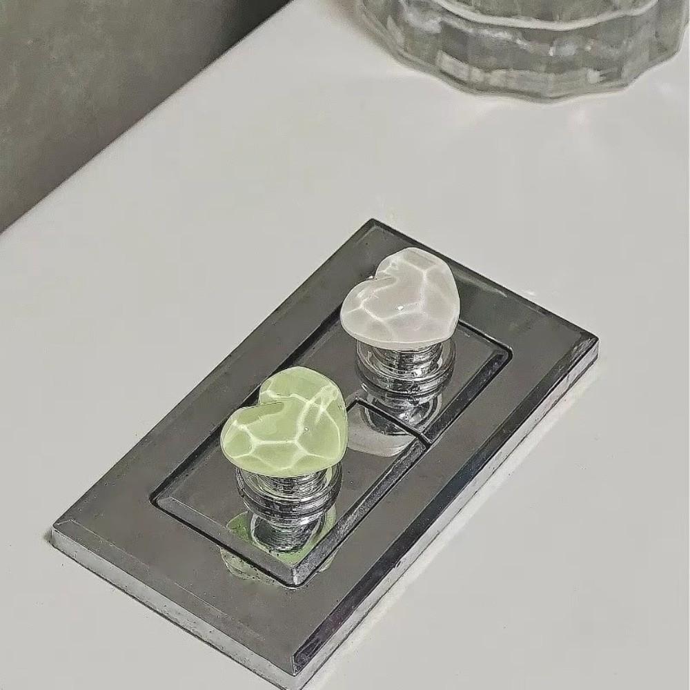 2pcs Heart Shaped Bathroom Water Tank Buttons Nail Protector Toilet Pusher Water Tank