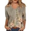 Women’s Fashion Everyday Everything Casual V-neck Seven-point Sleeve Printed T-shirt Top