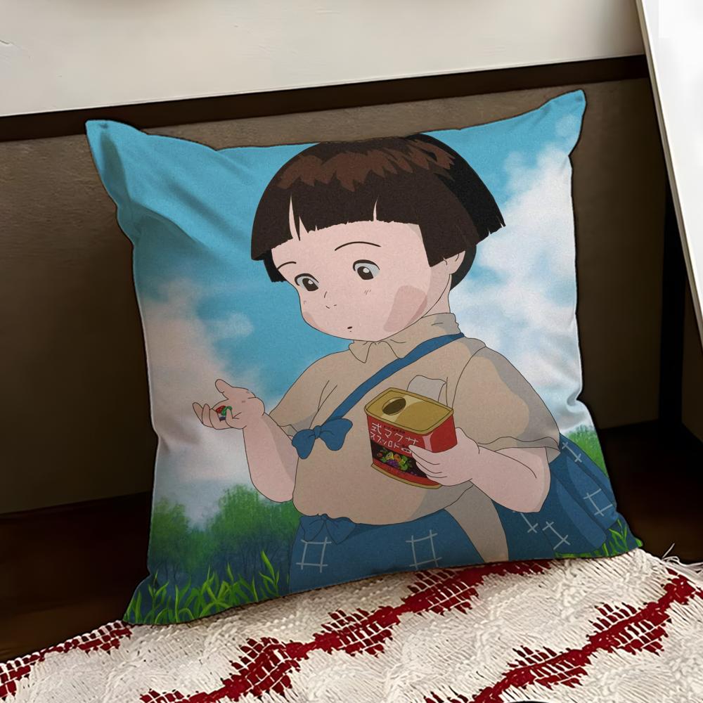 GGrave of the FFirefliesS Cushion Cover Reversible Soft Durable Pillow Cover Home Car MultiScene Use for Daily Comfort