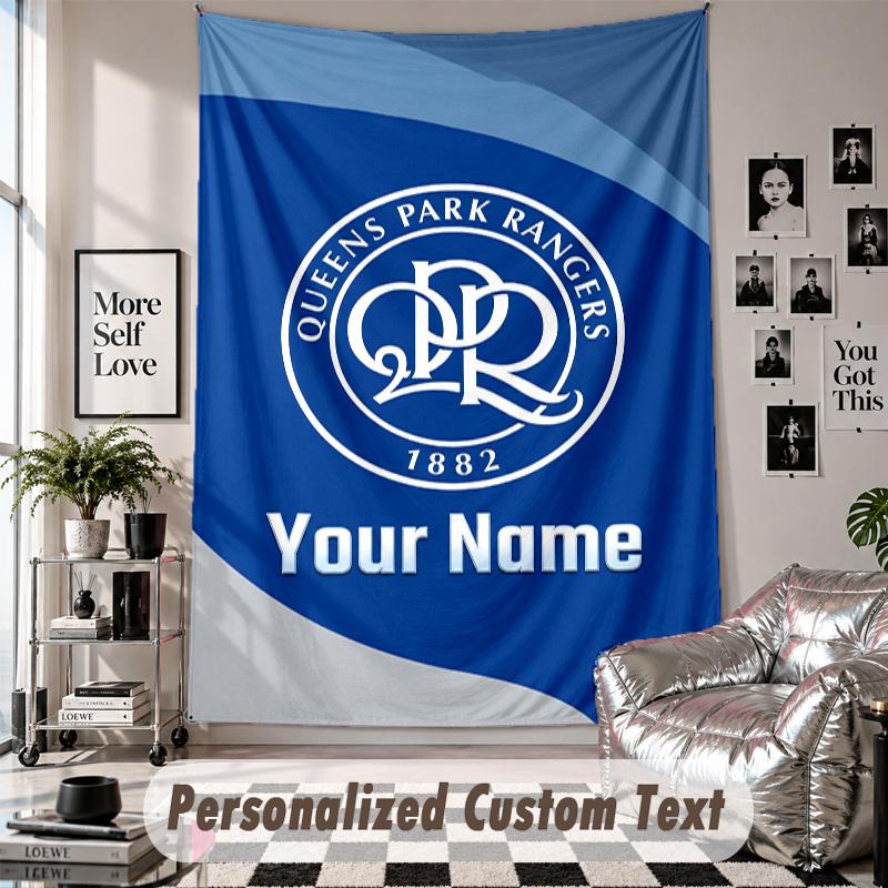 Wall Hanging Tapestry With Custom Name & Text, Queens Park Rangers FC Decorative Tapestry For Bedroom