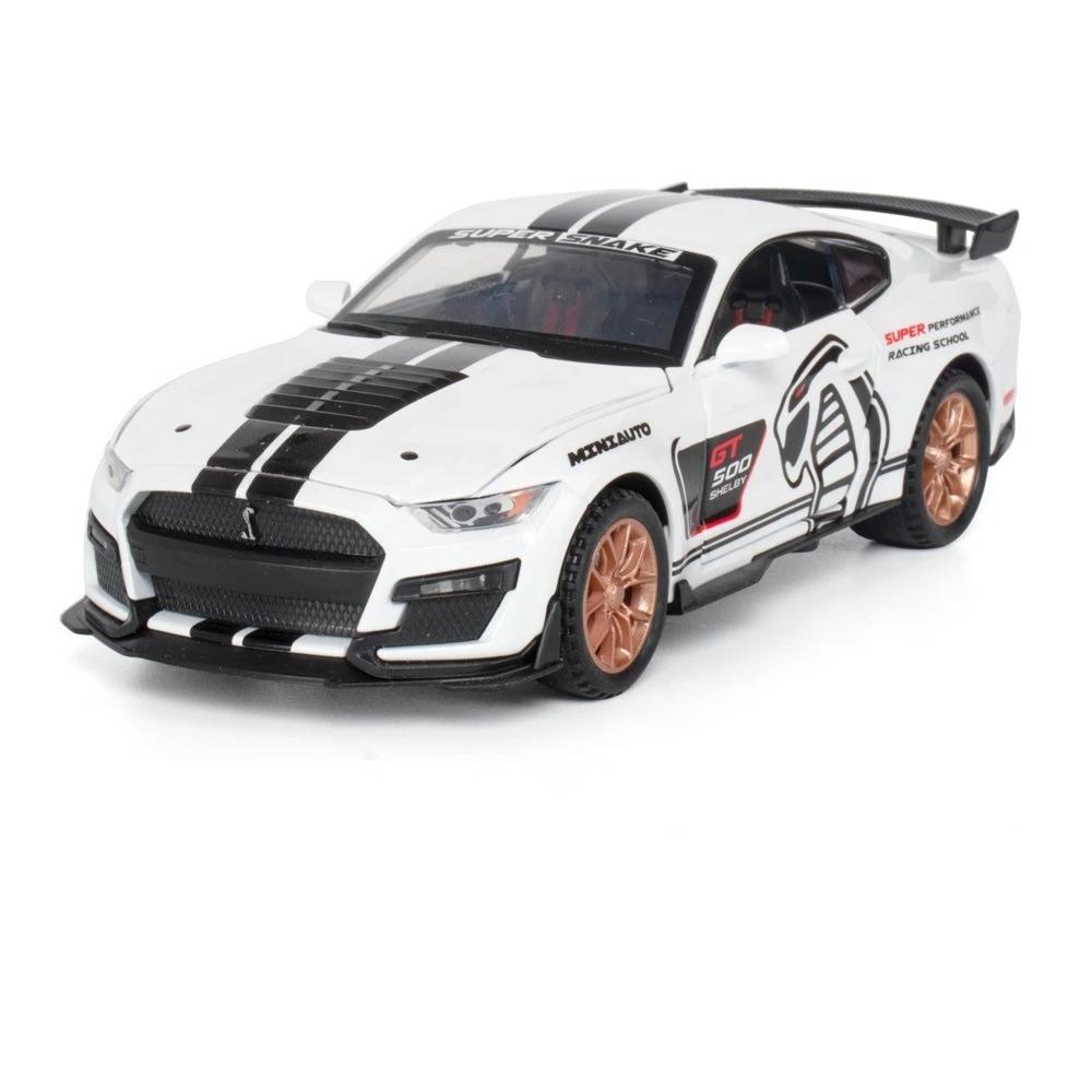 Игрушечная машинка Ford Shelby GT500 1/32 для детей, литая металлическая миниатюрная модель, инерционная, со звуком и светом, коллекционный подарок для мальчиков