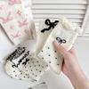Bow Socks For Women Mid-Season Tube Socks Thin Sweat-Absorbing Stockings Black And White Versatile Trendy Socks
