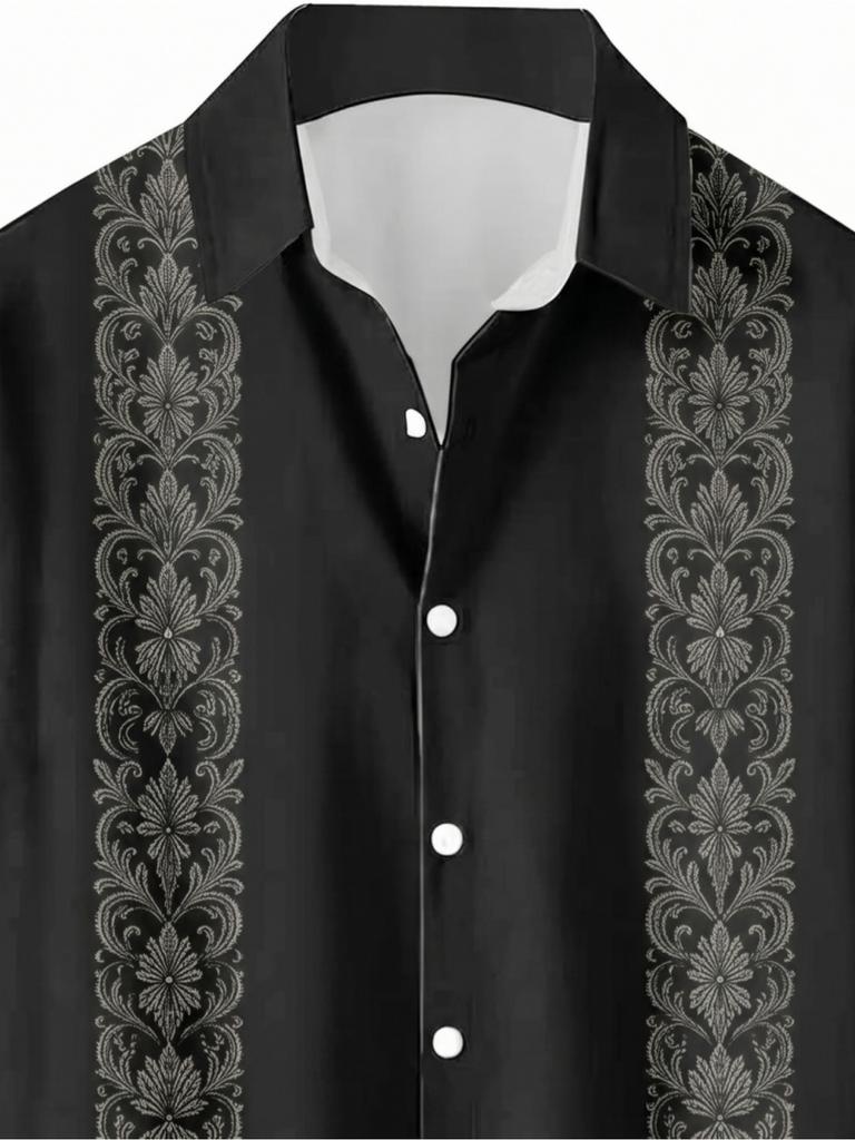 Men's Guayabera Shirt Mexican Style 3D Digital Printed Summer Casual Shirt for Men Breathable Lightweight Short Sleeve Button Shirts