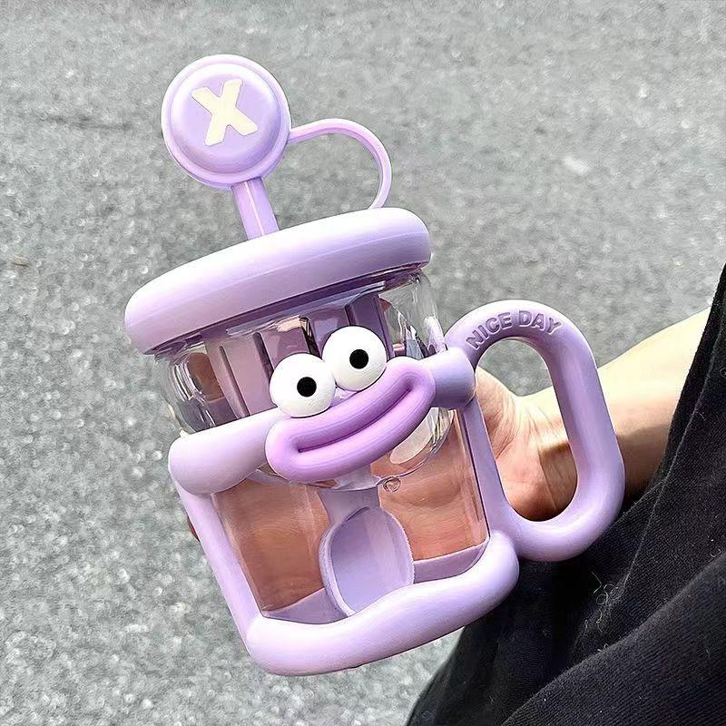 Большая наклейка на рот, кружка-соломинка, разделительная кружка для чая, милая кружка-бутылка