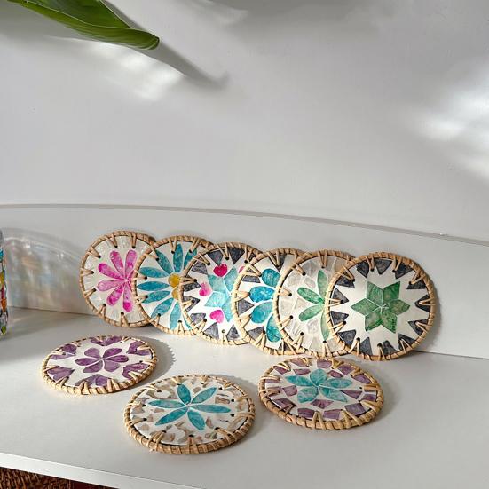 Table Coaster Handcrafted Seashell Coaster Artistic Insulation Pad Convenient Table Protection Mat for Home