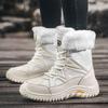 Womens Winter Warm Thick Sole Snow Boots Mid-Calf PU Cotton Lined Waterproof Slip-Resistant Comfortable Walking Shoes