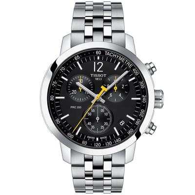 Мужские часы Tissot PRC 200 Chronograph, черный циферблат, браслет, модель T1144171105700 [Официальный импорт]