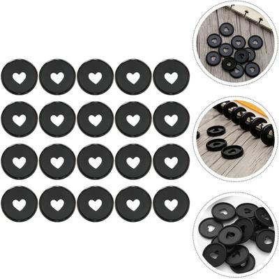 20 шт. Черные диски для блокнота на кольцах, в форме сердца, для вставок планера на дисках, расширительные кольца для блокнотов, рисунков и дополнительных страниц