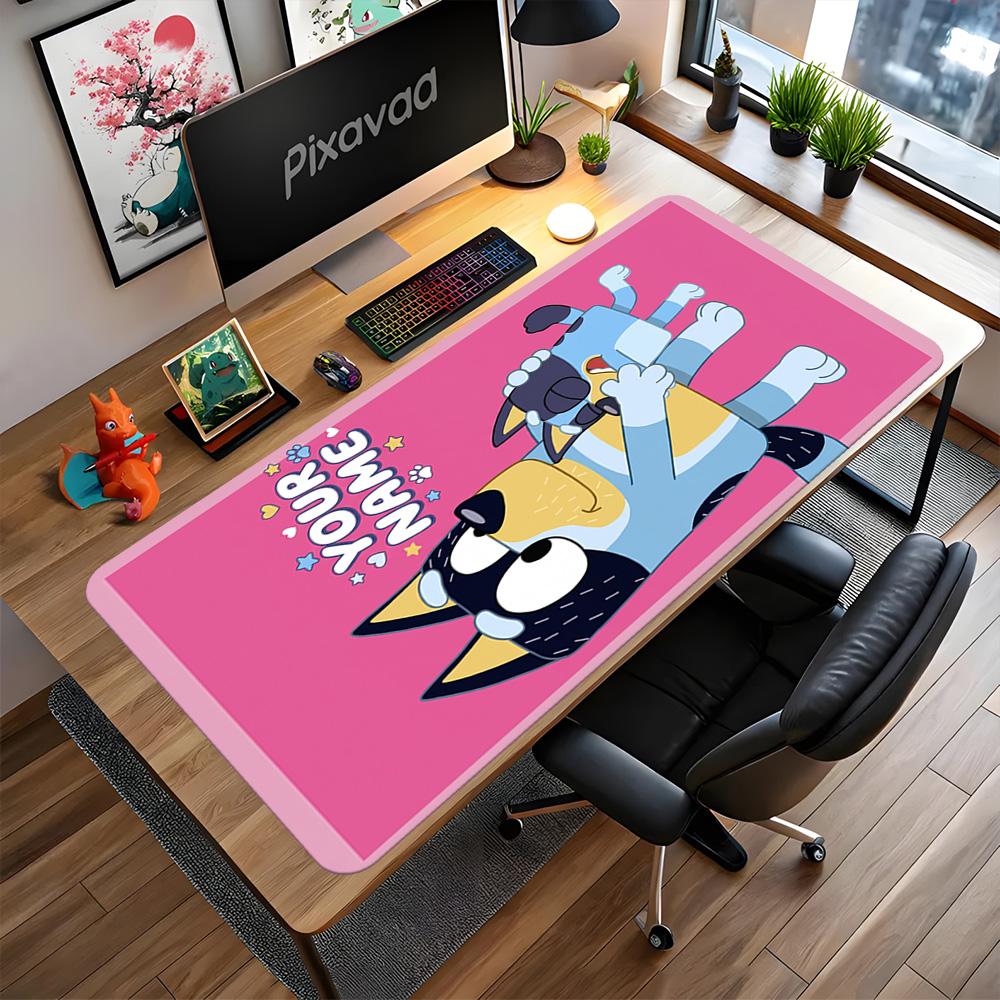 Bluey Personalized Text Mouse Pad Desk Mat Computer Desk Keyboard Mat Non-Slip Rubber Base Gaming Accessories Ideal Gift for Gamers