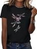 Vintage T Shirt Women's Casual Short Sleeve T-Shirt Dragonfly Print Casual Summer Spring Women's Clothing Top Tee