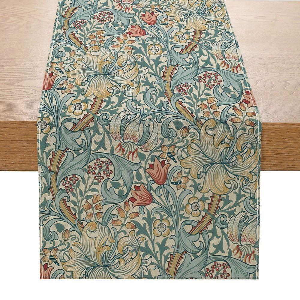 Flourishing Flowers Table Cover Pastoral Style Tablecloth Floral Table Runner  Home Decor