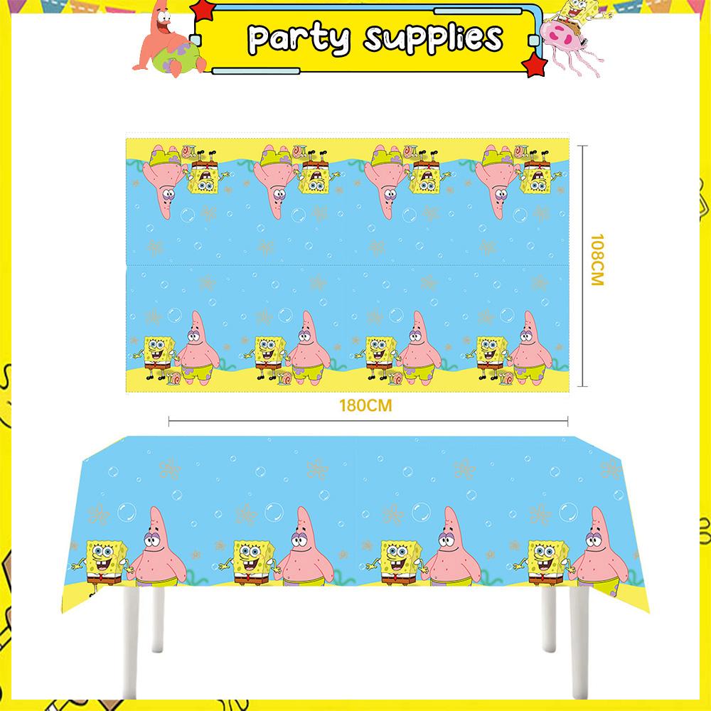 Sponge-Bobs Theme Cartoon Birthday Balloon Party Decoration Plate Cups Napkin Topper Tablecloth Kids Birthday Banner Baby Shower 5