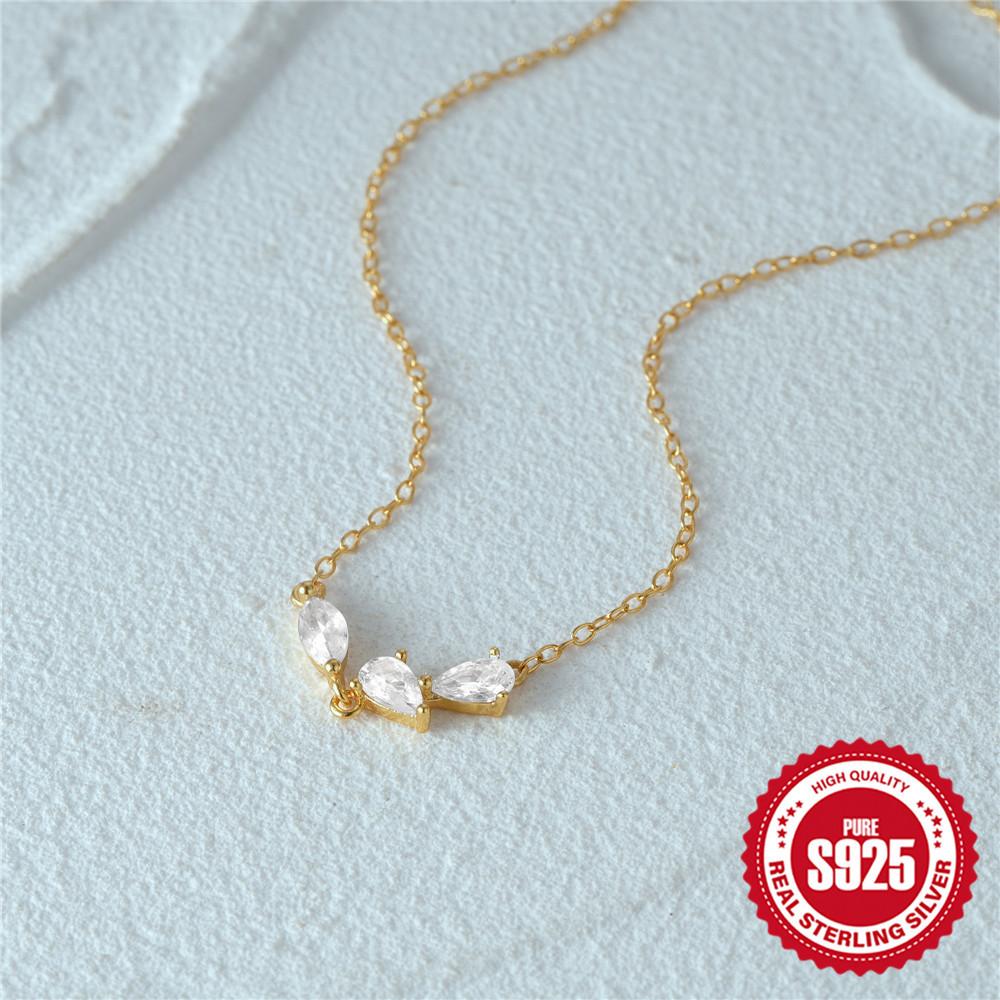 Stylish Simple S925 Sterling Silver Ins Style Personality Tuft Diamond Set Ladies Clavicle Necklace