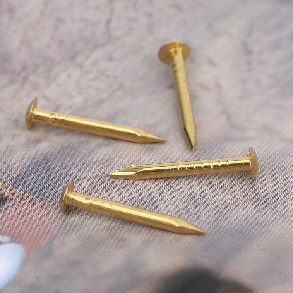 100Pcs Round Head Nail Brazen Brass Vintage DIY Craft Fastener Installation Accessories