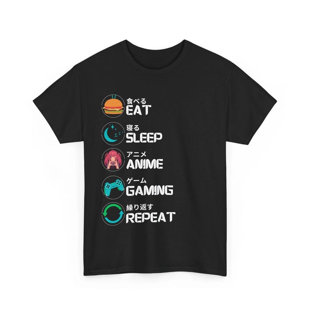 Eat Sleep Anime Gaming Repeat T-shirt Tops Tees Unisex | Funny Game Shirt | Best Tee for Gamers