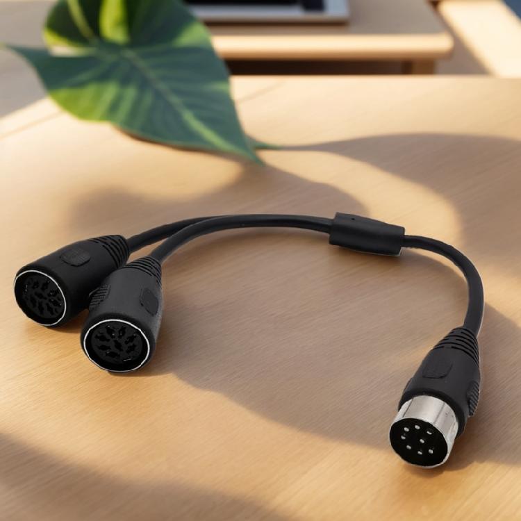 8 Pin DIN Splitter Cable 1 Male to 2 Female Y Adapter Cable for Sound and Video