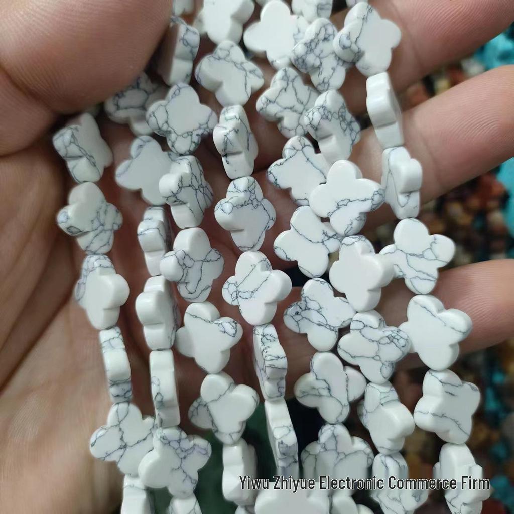 14mm Natural Crystal Agate Four-Leaf Clover Beads for DIY Jewelry