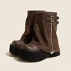Fashion Height Increasing Waterproof Platform Zipper Boots Women's Thick Soled Fashionable Personalized Boots Autumn Winter New Styles