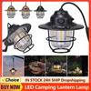 LED Camping Lantern Hanging Tent Light 4 Light Modes Retro Camping Light Multifunction IPX4 Waterproof for Outdoor BBQ Traveling