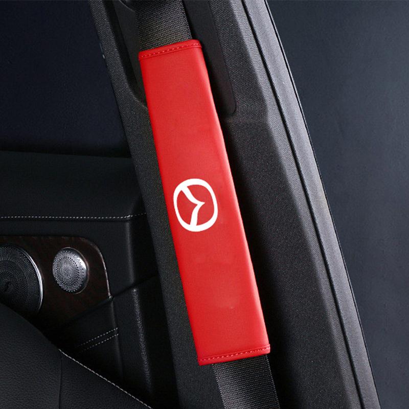 2Pcs Car Seat Belt Leather Safety Shoulder Cover For Mazda 3 Axela 2017-2018 Mazda 6 Atenza CX-3 CX-5 CX-9 CX-30 CX8 CX4 CX9 b58