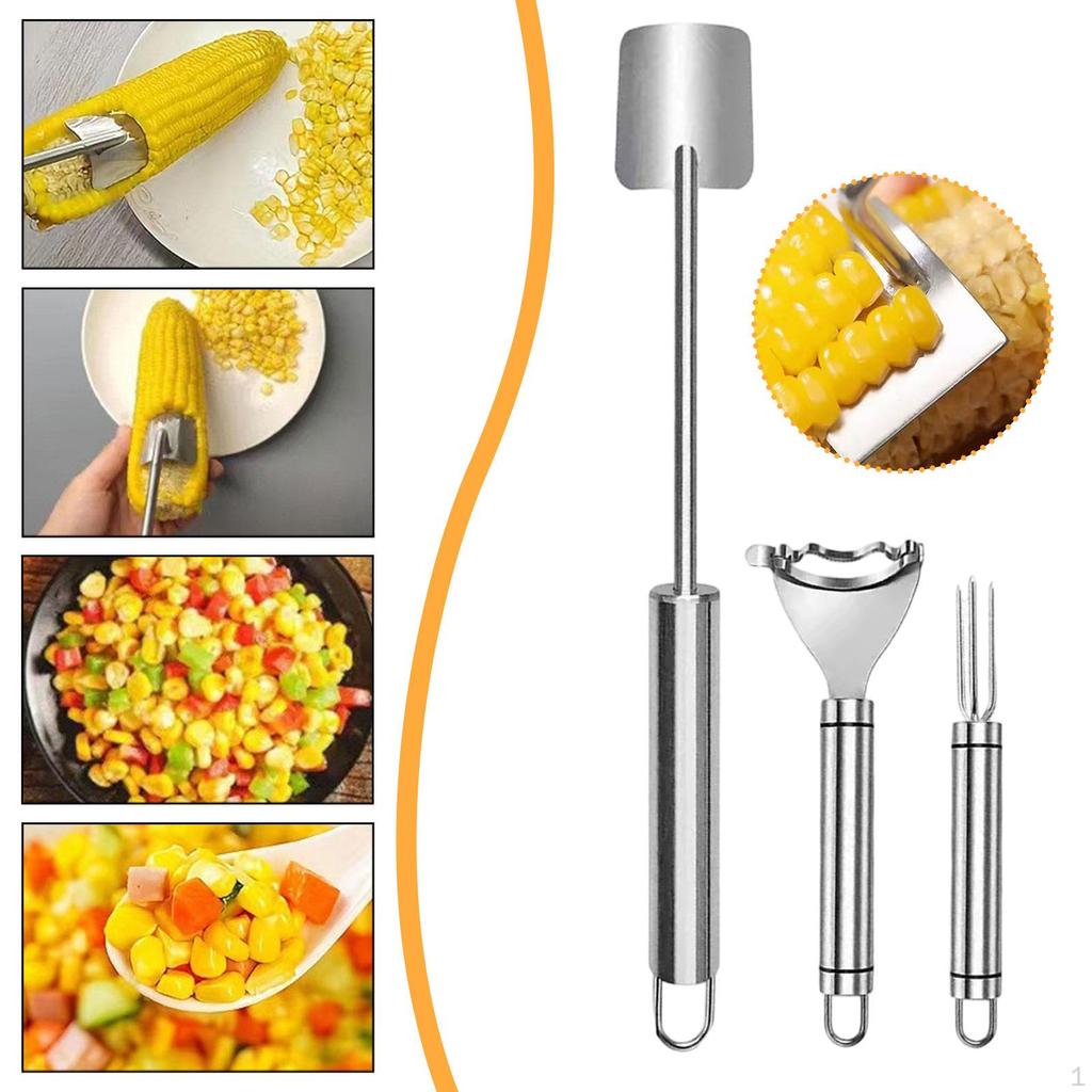 1 Corn Stainless Steel Thresher Cob Kitchen Gadget Multifunctional Accessory Ergonomic Handle
