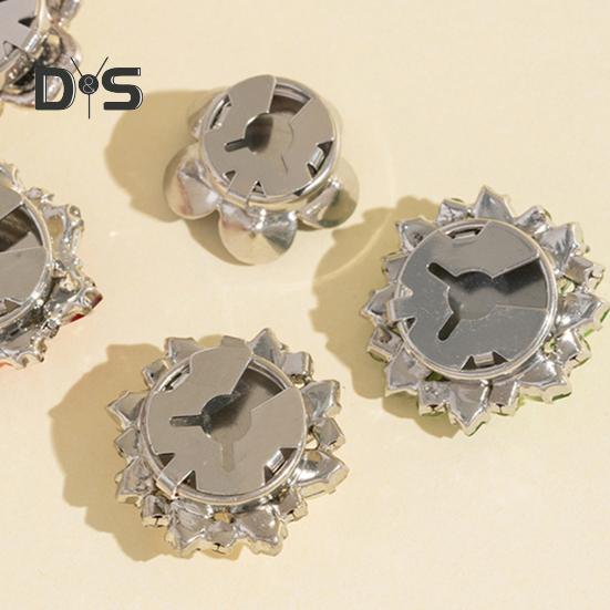 1/6Pcs Button Covers Faux Pearls Shiny Rhinestone Flower Shape Button Clip with Pliers Press Dress Suit Tux Accessories