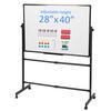 Double-Sided Easel Board with Stand 40x28 Inch Reversible Whiteboard/Chalkboard on Wheels, Height Adjustable, 2-in-1 Mobile Whiteboard Rolling