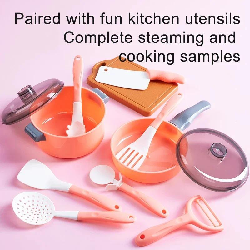 Cooking Toys Pink Kitchen Toy Set Girl Boy Toys Cut Fruit Vegetable Pizza Pretend Play Simulation Early Education Toys For Kids