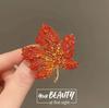 Red Maple Leaf Brooch Women'S Pin Sense Luxury Temperament Suit Welcome Accessories Vintage Full Diamond Maple Leaf Jewelry