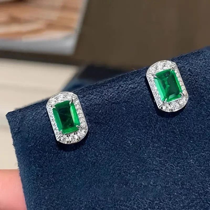 Huitan Luxury Rectangular CZ Stud Earrings Charming Elegant Temperament Ceremony Accessories for Women Exquisite Party Jewelry