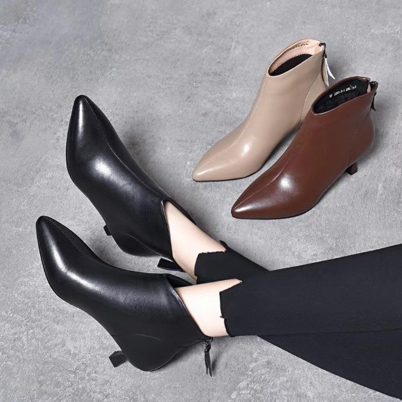 Короткие сапоги Модные сапоги Кожаные сапоги