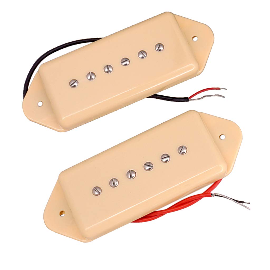 P90 Dog Ear Style Single Coil Pickups Guitar Pickups (Neck Bridge) For Epi Lp Electric Guitar Silveryellowbk 5052Mm